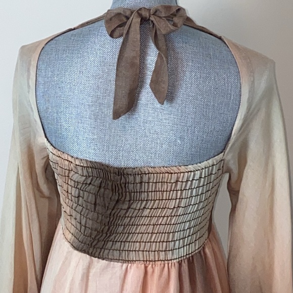 Vintage Algo-Ettes Ombré Peach Cream & Brown Floor Length Maxi Dress Size Size 5 - Picture 7 of 16